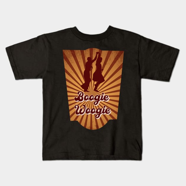 Boogie Woogie Retro Design Kids T-Shirt by echopark12